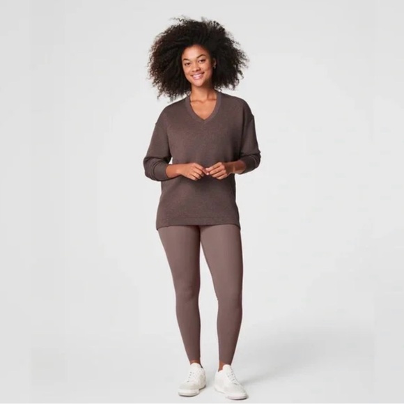 SPANX Tops - Spanx Air Essentials Brushed V-Neck Tunic in Smoke